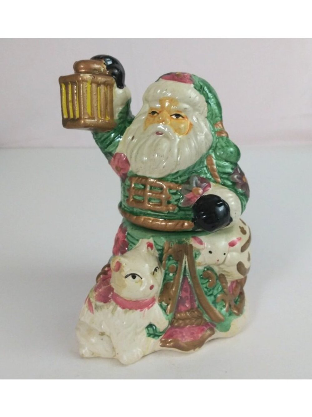 Vintage Seasons Collection Santa Holding Lantern Stacking Salt & Pepper Shakers